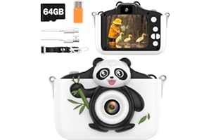 Adicop Appareils Photo Enfant 2.0 Pouces Appareil Photo Numérique 1080P HD Mini Caméra Enfant avec Carte SD 64GB Cadeau Anniversaire de 3-10 Ans Enfantpour Fille Garçon