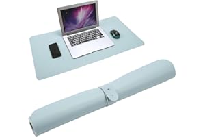 CICIGLOW Skórzana Podkładka na Biurko, Wielofunkcyjna Podkładka na Biurko, Ultra Cienka Wodoodporna Skórzana Podkładka Pod Mysz z PVC, Dwufunkcyjna Mata do Pisania na Biurko (Lazur + Srebro)