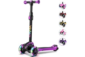 YOLEO Trotinette Enfant 3 Roues de 3 À 12 Ans Trottinette Pliable Ajustable sur 4 Niveaux pour Filles et Garçons, Cadeau Noël Anniversaire, Jouet Idéal