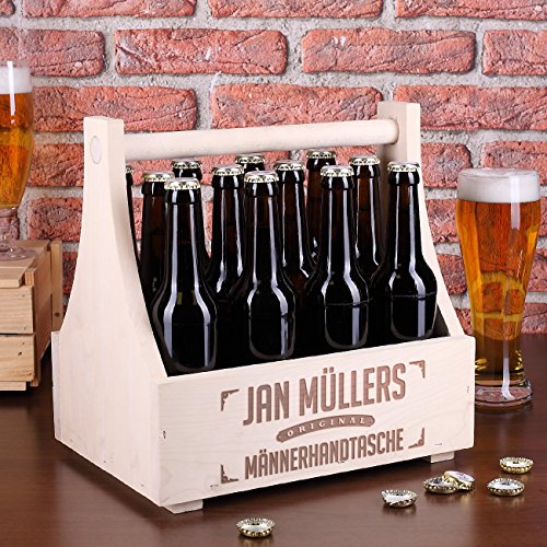 Cera & Toys® Bierträger oder Werkzeugkiste – Männerhandtasche – mit Gravur Ihres Wunschnamens - 2