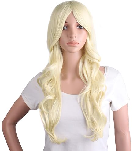 OKVGO Parrucca da donna, capelli lunghi e naturali, alla moda, per cosplay, feste e uso quotidiano, colore: azzurro