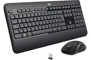 ‎LOGITECH Logitech Advanced Combo Kabelloses Tastatur-Maus-Set, 2.4 GHz Verbindung via Unifying USB-Empfänger, Multimedia-Tasten, 3-Jahre Batterielaufzeit, PC/Laptop, Deutsches QWERTZ-Layout - Schwarz