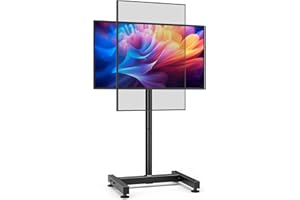 AX WABER Floor TV Stand for 13-50 inch Screens, Tilting and Rotating Mount, Portrait to Landscape, Height Adjustable Corner Portable TV Stand Holds up to 77lbs, Max VESA 200x200mm AX1008TB