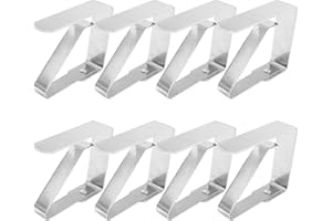 starfa lab 8 Pcs Tablecloth Clips Stainless Steel,Adjustable Table Cover Clamp, Table Cloth Holders, for Home Party Wedding Garden Table Festival Thick Table Tops (Silver)