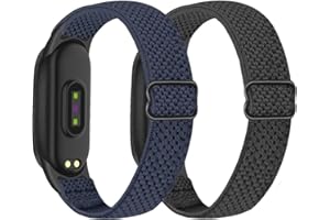 SHIJZWD Adjustable Elastic Watch Straps Compatible with Xiaomi Mi Band 7/Mi Band 6/Mi Band 5 Strap, Stretchy Nylon Sports Band Replacement Wristband for Xiaomi Mi Band 7/6/5 Men Women, 2 Pack