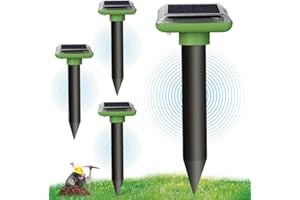 AILEDA Solar Maulwurfabwehr Vibrasonic mit ON/Off Schalter, Wühlmausfrei Wühlmausschreck Wühlmausvertreiber Wühltierfrei Maulwurfschreck Schlangenabwehr (4 Stück)