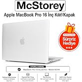 McStorey MacBook Pro 16 Touch Bar Uyumlu Sert Kapak Hardcase Mat Y&uuml;zey İnce Hafif Darbe &Ccedil;izilme Koruma A2141 Şeffaf