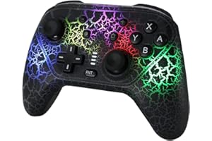 TOGETOP S-05 Mandos Switch, Mando Bluetooth de Pro Switch con 9 Colores de Luz, 3 Modos de Luz, Mandos para Switch con Turbo, Vibración para Switch/Lite/OLED, Windows XP/10/7/8/8.1,Android/iOS, Negro