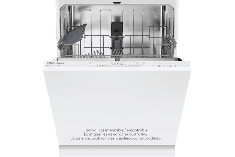 Candy Rapidò CI 3E53E0W, Integrable Dishwasher 60 cm, 13 Services, Digital, 53 Dba, 5 Programs, Inverter Motor, End of Cycle Indicator, Delayed Start 3-6-9 Hours