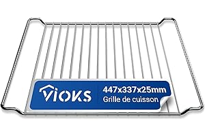 VIOKS Griglia di ricambio per Whirlpool 481245819334 GRD001, griglia per forno da 448 x 340 mm, griglia in acciaio inox per forno AKL BMZH BMZ