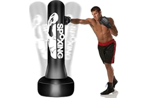 JUOIFIP Heavy Punch Bag for Adults 69" Freestanding Punch Bag with Stand Suitable for Men Training MMA Muay Thai Fitness Ideal Free Standing Inflatable Kick Punch Bag