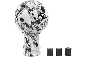 muge racing Round Shift Knob Acrylic Gear Shifting Stick for Most Manual Auto Transmissions, White