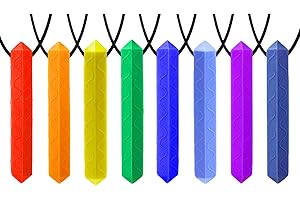 GNAWRISHING Chew Necklaces for Sensory Kids 8 Pcs Diamond Shape Sensory Chewy Toys for Autism Girl and Boy, ADHD Toddler, Adult