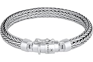 kuzzoi Okrągła bizantyjska bransoletka ze srebra wysokiej próby 925 dla mężczyzn, długość 19 cm - 23 cm, szerokość 0,7 cm, 7.48 inches, srebro wysokiej próby, Bez kamieni szlachetnych
