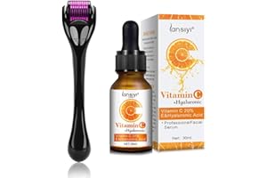 ‎OCHILIMA Derma Roller Microneedling Kit für Gesicht 0,5mm und Vitamin C Serum mit Hyaluronsäure Gesichtsserum – AG540 Titanium Microneedle Bio-Vitamin C 20% Serum Micro Nadeln Akne Narben Anti-Aging Falten