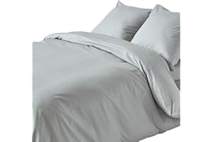 Homescapes 3-Piece Bed Linen Set 100% Pure Egyptian Cotton 200 Thread Count, Light grey, 240 x 220 cm