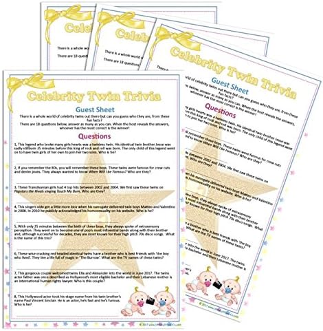 Twin Trivia Baby Shower Quiz Game - Unisex