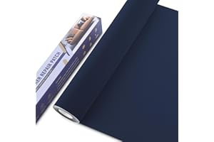 OAZ Grand Kit Reparation Cuir, 40 x 160 cm Simili Cuir Autocollant, Simili Cuir Autocollant pour Canapés, Sacs à Main, Vestes, Sièges de Voiture, Meubles en Cuir Réparation et rénovation Lisse Bleu marine