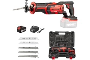 Sega a Gattuccio,TEENO 20V Sega Universale Multifunzionecon,5 lame di sega, con 3 Ah batterie, scatola in plastica