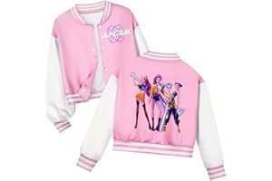 GENERIC Giacca Bomber Demons Hunters per Bambine Con Abbottonatura Frontale Giacca Sportiva Casual a Maniche Lunghe