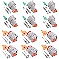 Glarks 42Pcs 3 Pin Way Sealed Gray Male and Female Auto Waterproof Electrical Wire Connector Plug 22-16AWG Connector for Motorcycle, Scooter, Car, Truck, Boats