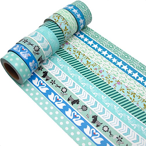 K-LIMIT 10er Set Washi Tape Dekoband Masking Tape Klebeband Washitape Scrapbooking DIY 5532