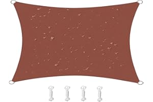 HOMPER Sun Shade Sail 2x3m Rectangular Garden Sun Sail 95% UV Block Outdoor Patio Garage Party Sunscreen Awning Canopy with Ropes (Rust Red)