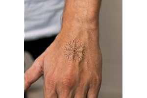 Tatuaggio di forza con simbolo vichingo | Tatuaggio Temporaneo con Certificazione Cosmetica UE - L'Originale | Resistente all'Acqua + Vegano | Tatuaggio Rivoluzionario di 2 Settimane | Inkster Tattoo