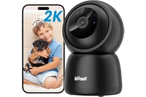 ieGeek Überwachungskamera Innen, 2K Kamera Überwachung Innen, 360° WLAN Kamera Indoor, Zwei-Wege-Audio, 15M Nachtsicht, PIR Bewegungserkennung, Auto Tracking, Alexa