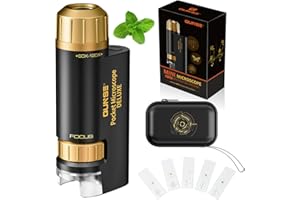 QUNSE Miniscope Portable Microscope for Adults Kids, 60x-120x Pocket Portable Mini Handheld Microscope for 5 Slides Specimens EVA Case