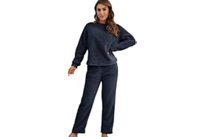 HAXNOHEY Conjunto Chandal Polar Mujer Completo Chándal Mujer Conjunto Loungewear Tracksuit Women Sudadera Chandal Casa Señora Talla Grande Chandals Mujer Ancho Tallas Grandes Chándals Mujeres Largo Comodo