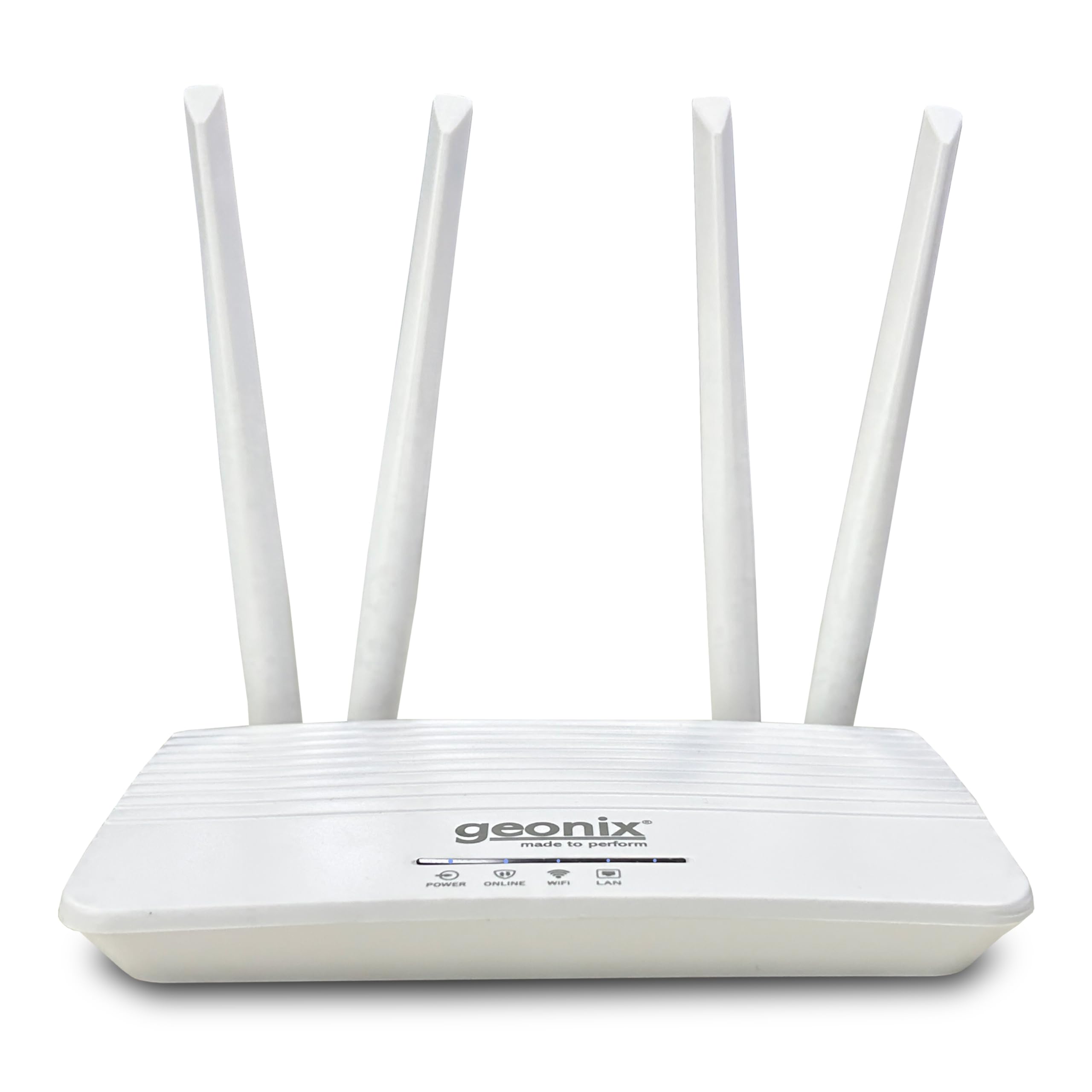 GEONIX Wireless Single_Band Router 4G Mobile Sim Based Router with 4 Antenna, Plug and Play, Wide Coverage Range, Wi Fi Range Upto 150 Meteres, Hassle Free Installation with Ethernet Port (White)