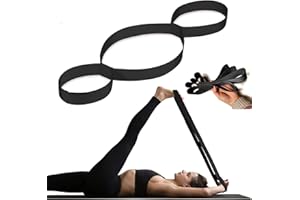 BIGCHEER Schlaufe - Dehnungsband Stretching - Yogagurt für Yoga Pilates & Faszien Training - insgesamt ca. 75cm lang - 3,8cm breit - Dehnhilfe + Nachhaltige Schmerztherapie & Engpassdehnung - 3 Ringe schwarz