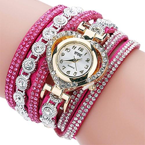 CLEARANCE!! Women's Watches Sonnena Ladies Vintage Rhinestone Bracelet Watch Analog Wrist Watch Jewelry Set , HOT SALE 2018 Wrist Watch for Party Club Casual Watches Valentine's Day Gift Stainless Steel Watch (Bracelet, Hot Pink)