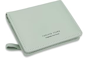 HAIWILL Geldbörse Damen Klein Mini Portemonnaie Damen mit RFID Blockierung Portemonnaie Damen mit ReißVerschlusstasche und 7 Kartenfächern (Grün)