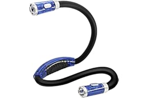 DLAND Lampe de livre à LED, bras flexible, autour du cou, pour lire au lit ou lire dans la voiture, 4 ampoules LED super lumineuses, 4 niveaux de contrôle de la lumière (bleu)