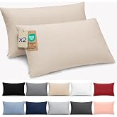 Dreamzie Pillow Case 50 x 70 cm &ndash; Set of 2 Oeko-Tex Certified Microfibre with Zip &ndash; Soft and Brushed Pillowcase &ndash; Beige