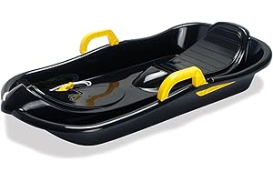 Dantoy Kids Sledge With Brakes, Toboggan Bob Sled for Winter Snow, Black Sleigh Bobsleigh