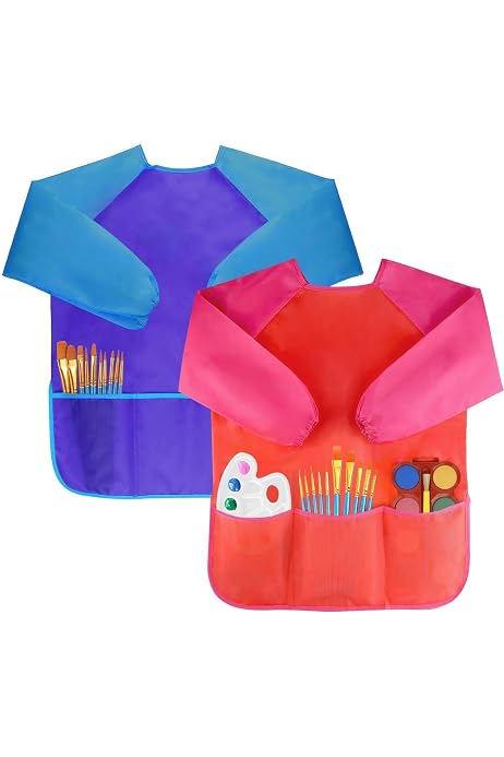 Lot De 4 Tabliers De Peinture Pour Enfants (6 Ans Et +) – Imperméables, Avec Poches, Réglables – Dimensions 60 X 45 Cm