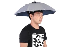 VOBOR Head Umbrella Hat, Sun Rain Protection Lightweight Umbrella Hat, Outdoor Handfree Umb-rella Hat with Elastic Bands for Golf Fishing Gardening (65CM X 39CM)