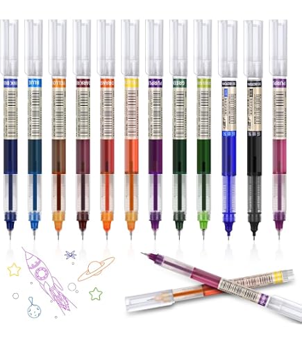 Fenmay Set 12 Penne Gel Nere A Punta Fine 0.5 Mm - Scrittura Liscia, Asciugatura Rapida, Impugnatura Comoda, Per Diario E Ufficio