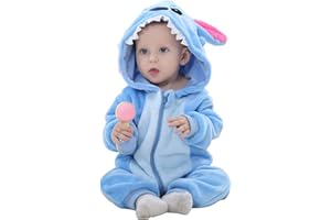 WSLCN Unisexe Bébé Grenouillères Combinaison Barboteuses Déguisement Manteau Capuche Mignon Costume de Enfants Stitch Pyjama Forme Animal