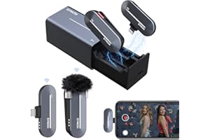 SYNCO Microfono lavalier senza fili per iPhone, P1SL 2.4Ghz Microfono Lavalier Wireless con Custodia di Ricarica per iPad 【Certificazione MFi】, Microfono-Lavalier-Wireless-iphone-Lightning