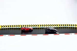 Overdrive-Racing Leitplanken mit Pfeilen für Carrera Hybrid - 1,75m / 6,30m / 12,20m - Begrenzung Kurven Gerade Bande Zaun Fangzaun, Farbe:Gelb-Schwarz, Länge:12.20 Meter