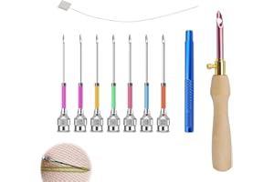 KLEHOPE 7 Pièces Punch Needle kit Adulte, Aiguille Punch Needle, Kit a Poincon Punch Needle avec Boîte de Rangement pour Débutants Adaptés aux Vêtements, Broderies et Rideaux