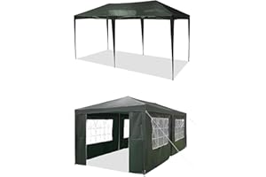 ANSIMIDA 3x4m Garden Gazebo with 4 Sidewalls, Waterproof Garden Pavilion Party Marquee Heavy Duty Tents for Parties, Outdoor Gazebo Garden, Patio, Green