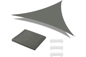 OFFCUP Sonnensegel, Sonnenschutz Baldachin, Dreieckige Markise, Oxford-Stoff Wasserdicht Ripstop Uv Schutz Mit Pu-Beschichtung, 3x3x3m (Größe nach dem Richten) Garten Segel Mit Freiem Seil（grau）