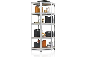 ‎JUSKYS Juskys Eckregal Lagerregal Corner Basic 180 x 70 x 40-70 cm (HxBxT) - 875 kg - 5 Böden - Metall verzinkt - Schwerlastregal Steckregal Kellerregal (Silver)