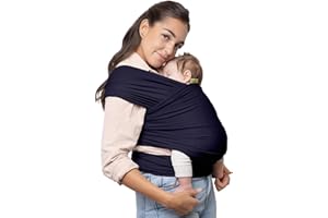 Boba Écharpe de Portage Bébé, Navy Blue- Original Écharpe Porte Bébé pour les Nouveau-nés et les Enfants jusqu'à 15kg - Mains-Libres Echarpe Portage Sling Bébé - Elastique Echarpes de Portage