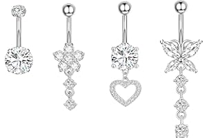 ELEGANCE-GO Piercing Ombligo para Mujer, Anillos para el Ombligo 14G Piercing Ombligo Chapado Barras de Vientre Piercing Ombligo Acero para Mujeres Niñas Curvados Banana Vientre Barretta Piercing